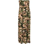 WearAll - Grande Taille imprimé Bandeau Maxi-Robe froncé - Camouflage - 48-50