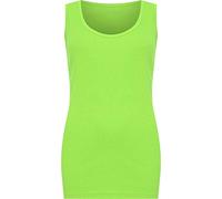 WearAll - Grande Taille uni débardeur Top nervuré - Vert Fluorescent - 44
