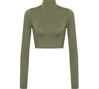 WearAll - Haut Court à Manches Longues avec Un col roulé - Hauts - Femmes - Vert Kaki - 36-38