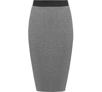 WearAll - Midi Jupe Crayon Moulant Elastiquée Uni avec Taille Haute - Jupes - Femme - Gris Foncé - 48-50
