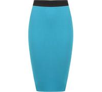 WearAll - Midi Jupe Crayon Moulant Elastiquée Uni avec Taille Haute - Jupes - Femme - Turquoise - 48-50