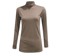 WearAll - Nouveau Dames Col roulé Manches Longues Extensible Top Jumper - Moka - 40/42