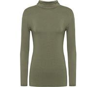 WearAll Polo uni à manches longues et col roulé pour femme - Vert - Taille Unique