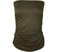 WearAll Top bandeau sans bretelles froncé sans manches pour femme - Tailles 36 à 42, kaki, 46-48