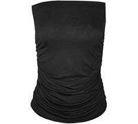 WearAll Top bandeau sans bretelles froncé tube boob sans manches uni pour femmes - Tailles 36 à 42, Noir, 40-42