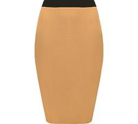 WearAll - Uni Taille Élastiquée Midi-Jupe Droite - Jupes - Moutarde - 40-42