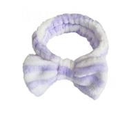Weardear Diadema Elástica y Suave con Lazo Perfecta para Cuidado Facial y Rutina de Maquillaje Violet et blanc M2