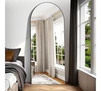 Weare Home Miroir complet arqué, 192 x 85 cm, sur pied bombé, cadre métal noir, mural incliné, sol