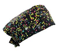 WEARK Bonnet de chirophane sanitaire pour femme, homme, infirmière, dentiste, médecin, pédiatre à cheveux longs avec boutons et sweat-shirt sur le devant - (Topos colorés), multicolore, Taille Unique