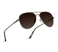 WearMe Pro - Lunettes de soleil aviateur classiques de style pilote polarisées, Monture marron / verres marron dégradé, taille unique