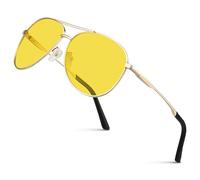 wearPro Lunettes Conduite de Nuit pour Homme et Femme Polarisées Lunette Vision Nocturne Anti-éblouissement Pilote Rétro Jaune Surlunettes UV400 Ultralégères Unisexes -Doré
