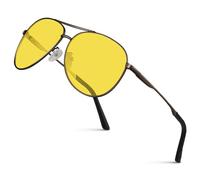 wearPro Lunettes Conduite de Nuit pour Homme et Femme Polarisées Lunette Vision Nocturne Anti-éblouissement Pilote Rétro Jaune Surlunettes UV400 Ultralégères Unisexes -Marron
