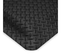 Wearwell Diamond Plate Tapis de sécurité 0,9 m de large x longueur personnalisée, 1,4 cm d'épaisseur, noir