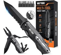 WEARXI Cadeau Fete des Peres Original, 13 en 1 Couteau de Survie Pliant Multifonction, Idee Cadeau Anniversaire Homme, Couteau Suisse de Poche, Idéal pour Camping, Randonnée, Outdoor, Bricolage