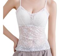 WEASIC Caraco Femme Dentelle Coton Haut Dentelle Femme Manche Courte Top Debardeur Noir Lot de Caraco Debardeur Only Haut Grande Taille Blanc Chic (1Paquet-Blanc, XS)