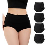 WEASIC Lot Culotte Femme Coton Taille Haute Slip Femme Coton Culottes Lot de Culotte Invisible Culottes, Shorties et Strings Grande Taille sans Couture sans Complexe (Pack of 4 - Black, XS)