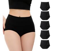 WEASIC Lot Culotte Femme Coton Taille Haute Slip Femme Coton Culottes Lot de Culotte Invisible Culottes, Shorties et Strings Grande Taille sans Couture sans Complexe (Pack of 5 - Black, M)