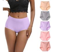 WEASIC Lot Culotte Femme Coton Taille Haute Slip Femme Coton Culottes Lot de Culotte Invisible Culottes, Shorties et Strings Grande Taille sans Couture sans Complexe (Pack of 5 - Multicolor 2, XL)