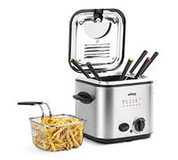 Wëasy Friteuse et Fondue 2 en 1 électrique TB600, 1,2L, Inox Multifonction, 6 Fourchettes, Filtre Anti-odeurs, Cuve amovible, Température réglable