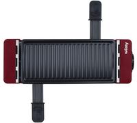 Wëasy TAK12 personnes, 2 en 1 gril, 400 W, revêtement raclette et 2 poêlons antiadhésifs, plaque amovible, rouge, bois