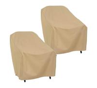Weather Guard Covers - Waterproof Protector for Chairs | 210d Polyester Beige Fabric with 2 Pieces Set, All-Season Lawn Furniture Shield, Porch, Garden, Balcony, Apartment, Beach, House Use