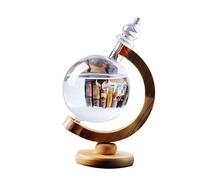 Weather Predictor Bouteille,Prédicteur météo Storm Glass Bottle, Prévisions créatives Style Nordique Verre décoratif,Forecaster Baromètre Décoration de Bureau,Verre de tempête-Socle en Bois