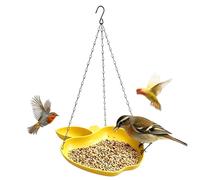 Weather Resistant Birdbaths, Decorative Yard Basin, 8.66x8.66 inches Hanging Bowl with Edge, Durable PP Feeder, Light Blue Ornament with Floral Style, Garden Accessory for Patio Lawn