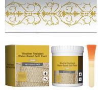 Weather Resistant Water-Based Gold Paint, Water Based Rust Converter Paint, Gold Weatherproof Painting, Weather Resistant Anti Rust Painting for Metal Decorative & Refurbishment, With Brush (1set)