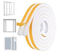 Weather Stripping (Self Adhesive) - Foam Seal Tape 9mm X 2mm X 5m | Door Window Draft Stopper | Soundproof Windproof Waterproof, White, For Door Frame Window