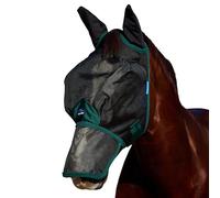 WeatherBeeta ComFiTec Masque anti-mouches en maille durable avec oreilles et nez, noir/vert forêt, taille M