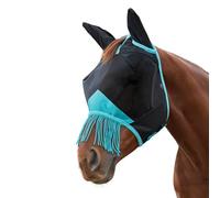 Weatherbeeta - Masque Anti-Mouches pour Chevaux avec Oreilles COMFITEC Deluxe (Demi-Sang) (Noir/Turquoise Vif)