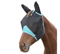 Weatherbeeta - Masque Anti-Mouches pour Chevaux avec Oreilles COMFITEC Deluxe (Mini) (Noir/Turquoise Vif)
