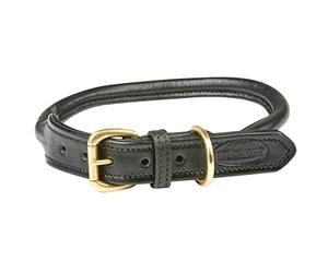 Weatherbeeta Rolled Leather Dog Collar Large Black