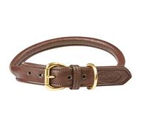 Weatherbeeta Rolled Leather Dog Collar Large Brown
