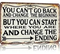 Weathered Aluminum Tin Sign You Cannot Go Back In Time And Change The Beginning But You Can Start To Change The End Reflection Decor Wall-Art for Farmhouse Cabin Lodge 8 X 12 in