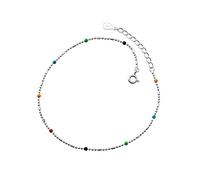 WEAV 925 Bracelets De Cheville en Argent Sterling Mode Été Couleur Perles Bracelets De Cheville pour Les Femmes Cadeau d'anniversaire Beaux 925 Bijoux