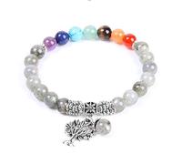 WEAV Chakras Labradorite Perles Bracelet Pierre Naturelle Couleur Claire Vintage Arbre De Vie Bracelets pour Hommes Femmes Bijoux Faits À La Main