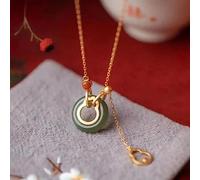 WEAV Nouveau Argent Incrusté Naturel Hetian Jade Gourde Pendentif Collier Style Chinois Rétro Unique Ancien Or Artisanat Femmes Bijoux
