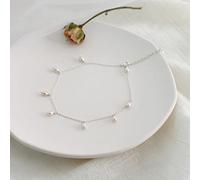 WEAV Perle d'eau Douce Naturelle 925 Bracelets De Cheville en Argent Sterling pour Femmes 3-4mm Perle Pied Bijoux Argent Femme Jambe Chaîne