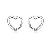 WEAV Petite Mode Coeurs Forme Boucles d'oreilles Créoles Minimaliste 925 en Argent Sterling Amour Charme Boucle d'oreille pour Femmes Filles Bijoux Cadeaux