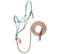 Weaver Cuir 35-9515-t38 Hasemania N ° 95 Licou de Corde avec 10 'Lead, Bleu Sarcelle/Marron Clair/Argent/Blanc, Moyenne