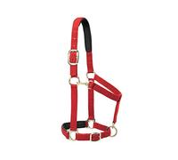 Weaver Cuir rembourré réglable Gorge de Menton et Snap Halter, 2,5 cm Moyenne de Cheval ou Yearling Rassembler, Solide Rouge