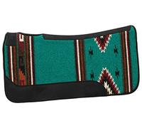Weaver Equine - Tapis de Selle de Cheval profilé en Laine mélangée à Tissage Unique, Protection Absorbant Les Chocs, 78,7 x 81,3 cm, Motif Bleu Turquoise