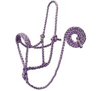 Weaver Leather Licol en Corde tressée 35-7820-R3 avec Laisse de 1,8 m, Taille Moyenne, Gris/Violet
