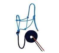 Weaver - Licou en Corde avec Diamant en Cuir et Laisse, 35-7800-R8, Bleu ouragane/Rouge foncé/Bleu Marine., Cheval