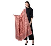 Weavers Villa Châles tissés Pashmina pour femme en laine mélangée artisanale indienne, écharpe, écharpes [Taille L : 101,6 x 203,2 cm], pêche, [Size: 40 X 80 Inches]