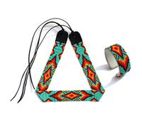 Weavish Bandeau de perles avec bracelet manchette style amérindien du sud-ouest cowboy Rode fait à la main, 7 inches, Cuir Pierre précieuse, Oxyde de zirconium