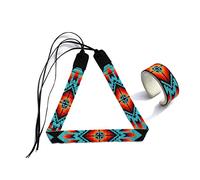 Weavish Bandeau de perles avec bracelet manchette style amérindien du sud-ouest cowboy Rode fait à la main, 7 inches, Cuir Pierre précieuse, Oxyde de zirconium