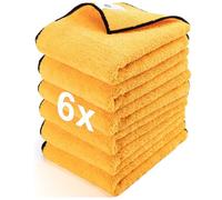 WEAWE Lingettes Microfibre Voiture, Absorbantes, Non Abrasives, Non Pelucheuses, Chiffon Microfibre Voiture Mrofessionnelles Multi-usages 6pcs (60x40cm) Or Couleur