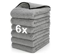 WEAWE Lingettes Microfibre Voiture, Absorbantes, Non Abrasives, Non Pelucheuses, Chiffon Microfibre Voiture Mrofessionnelles Multi-usages 6pcs (60x40cm) Gris